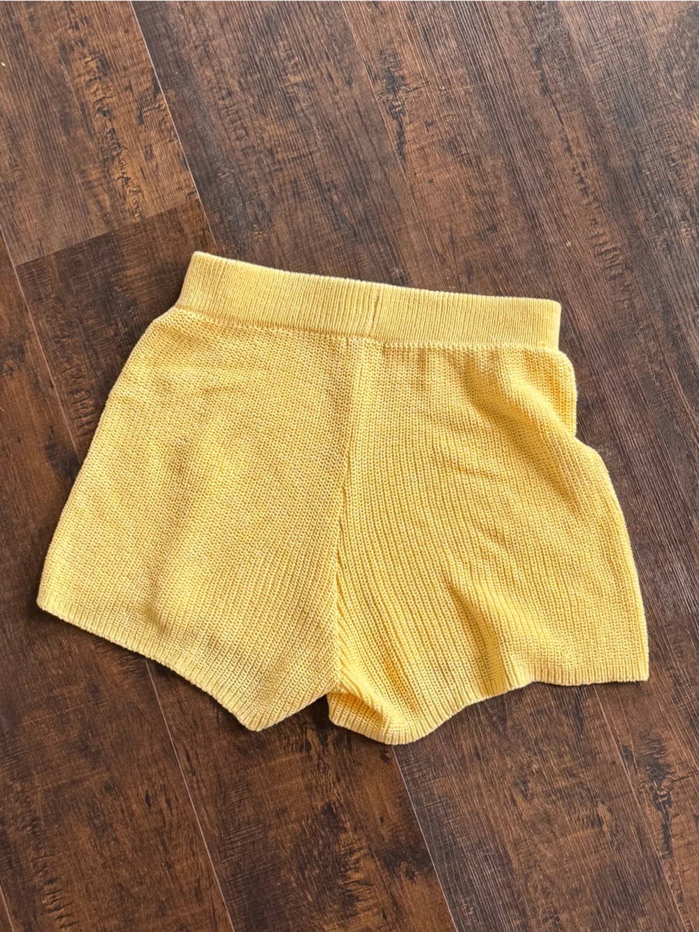 Yellow Knit High-Waist Shorts